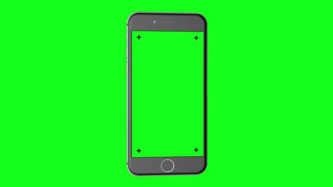 3D智能手机在色度键绿色背景上旋转
