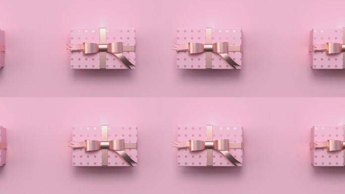 粉色的礼物盒无缝循环舞台背景4K少女心