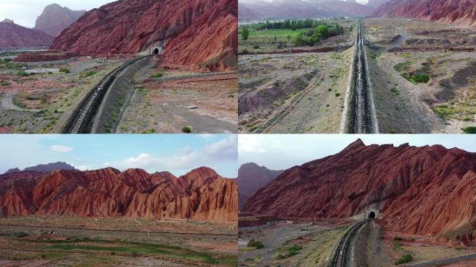 中国铁路 红色山体背景