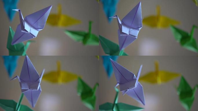 紫罗兰折纸千纸鹤