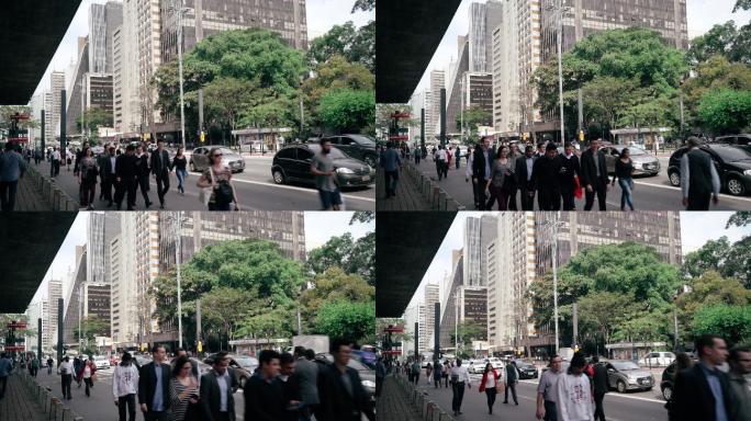 街道上的行人人流城市街道城市人文