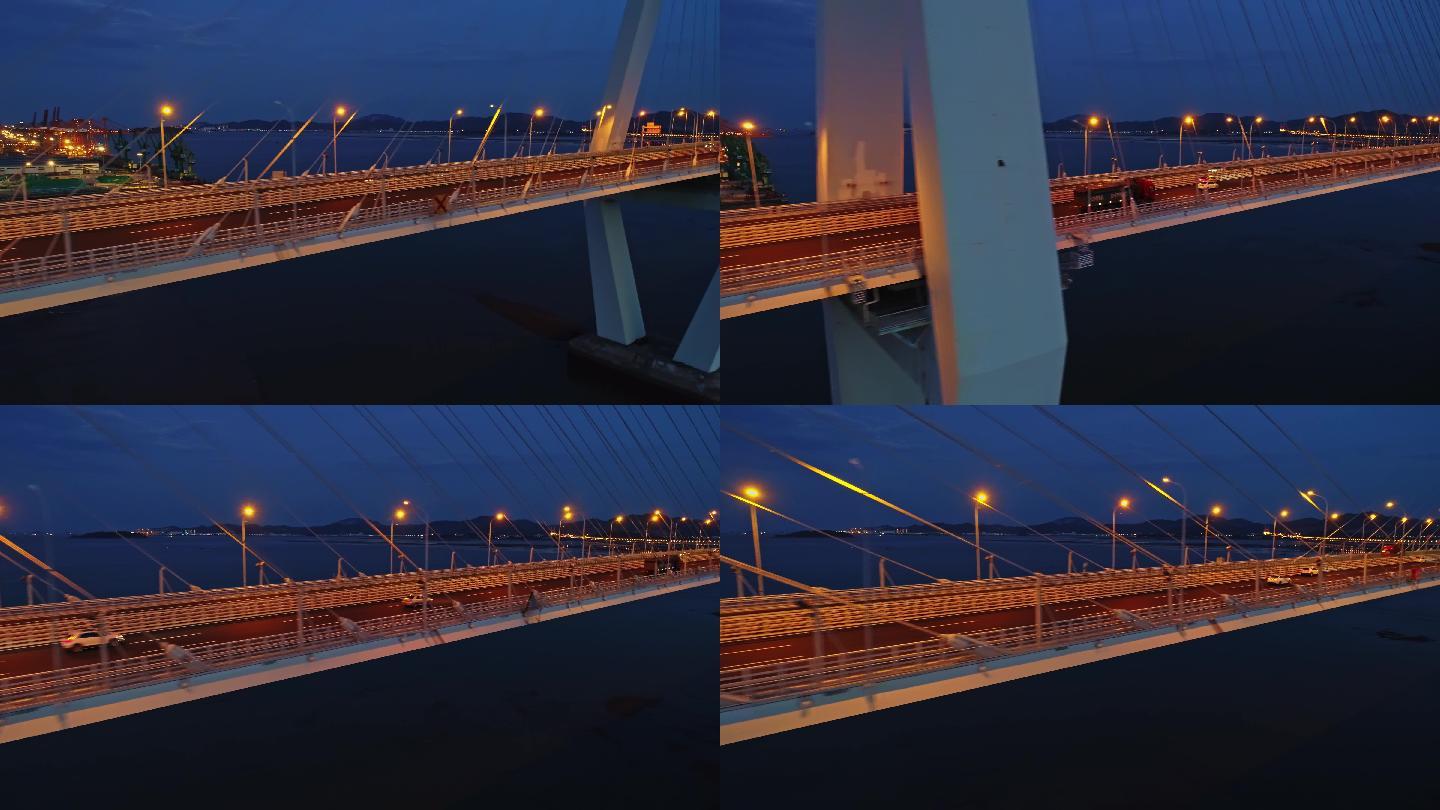 厦门漳州跨海大桥厦漳大桥夜景航拍