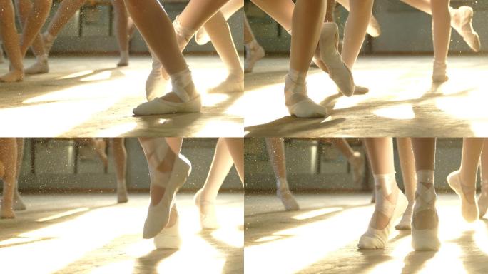 特写-芭蕾舞演员在光线下的脚