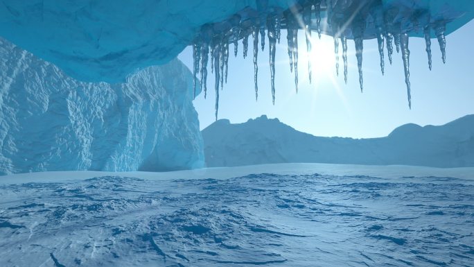 延时拍摄冰川洞穴冰岛旅游冰雪消融冰锥倒悬