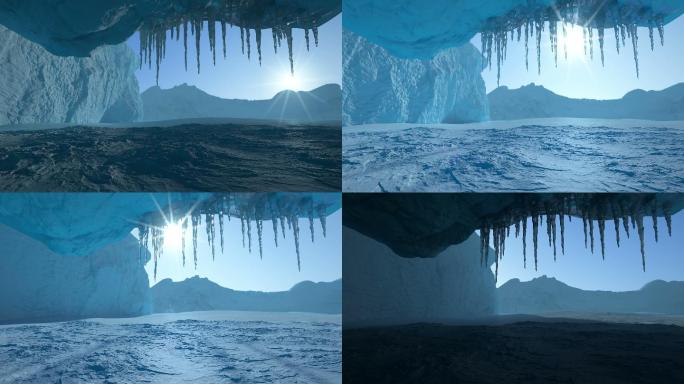 延时拍摄冰川洞穴冰岛旅游冰雪消融冰锥倒悬