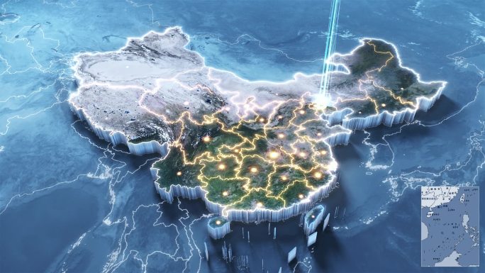 震撼云中俯冲中国三维辐射地图【亮色】