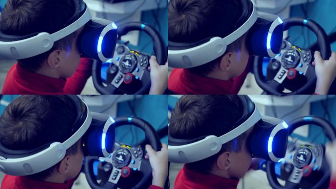 体验VR的小男孩高科技现代化智慧生活