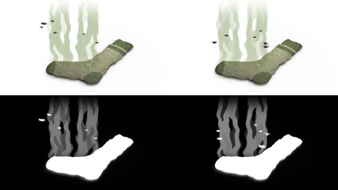 臭袜子。卡通风格的3D动画。