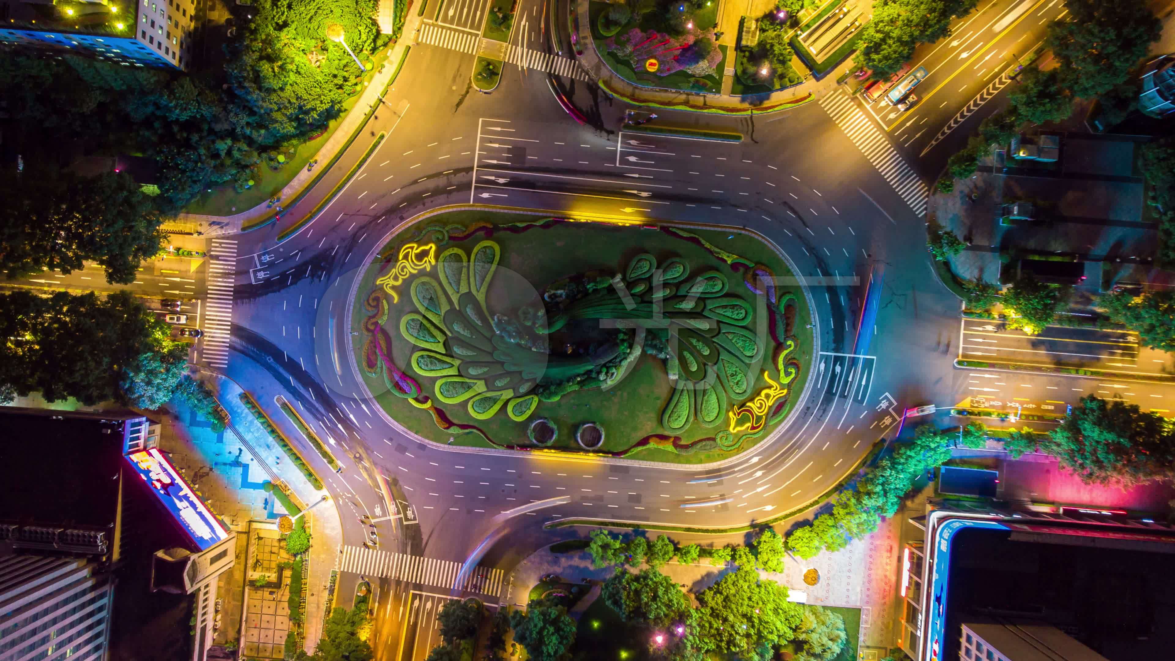 南京鼓楼转盘夜景_38402160_高清素材(编号:6203120)_实拍