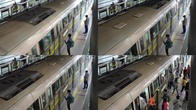 广州城市地铁1号线庞巴迪车站站台实拍素材