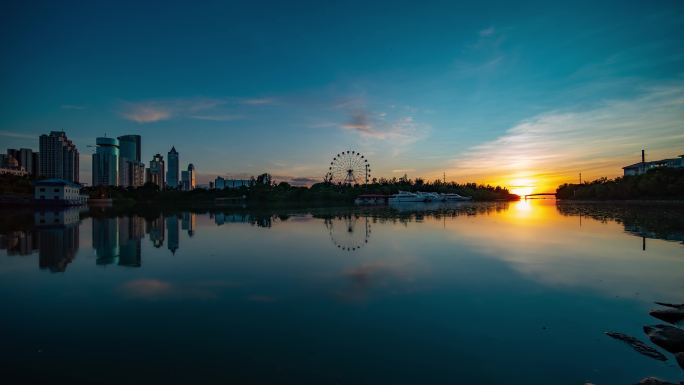 海南海口城市夜景延时