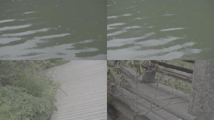鹅嫚沟官鹅沟绿水小雨意境灰片4K