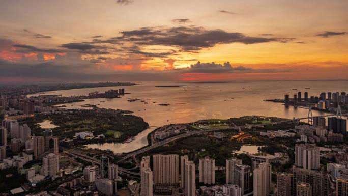 海南海口城市航拍延时