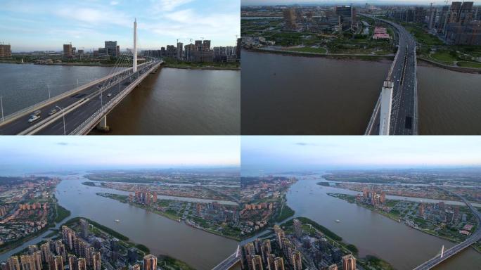 广州南沙凤凰大桥一桥明珠湾区航拍