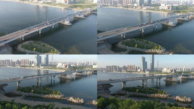 4K航拍天津海河开启桥