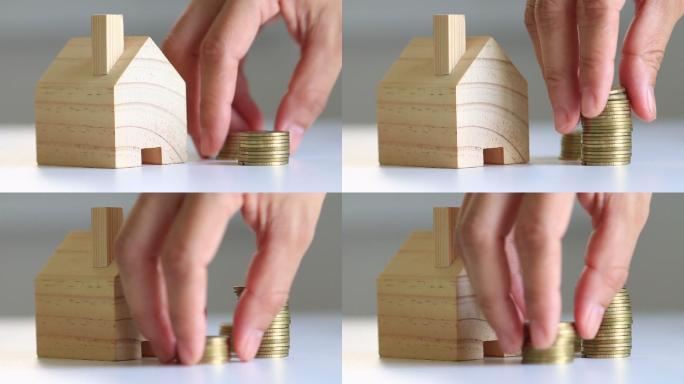 房地产投资理念硬币货币小木屋房地产业经济