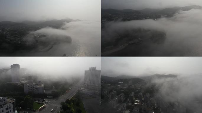 4k-大山城市平流雾航拍