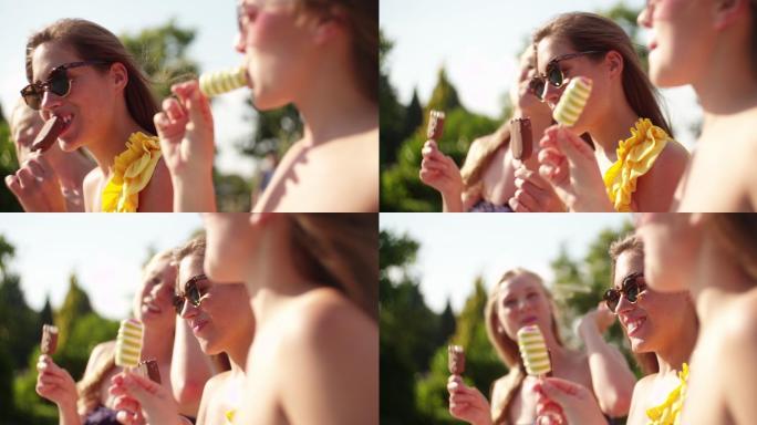 夏天吃冰淇淋的女孩