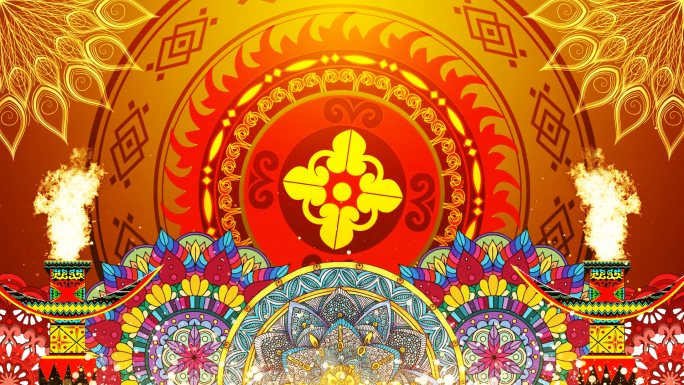 4K彝族歌舞火把节舞蹈视频背景