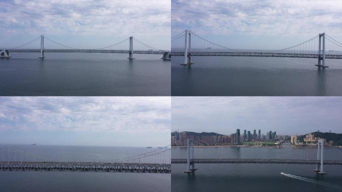 4k-大连星海湾大桥和星海湾广场航拍