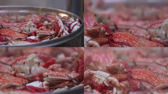 海鲜美食 热气腾腾刚出锅的螃蟹