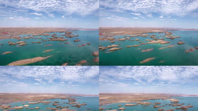 航拍水上雅丹地貌 延时摄影 5K素材