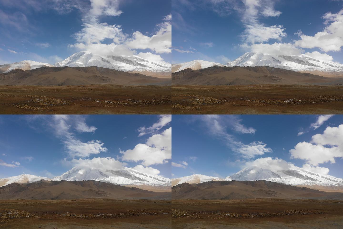 延时拍摄新疆慕士塔格雪山