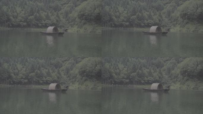 鹅嫚沟官鹅沟湖心船绿水意境4K灰片