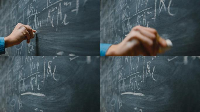 在黑板上书写复杂的数学公式/方程式。