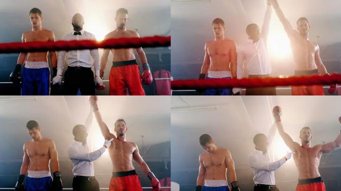 获胜的拳击手拳击手拳击比赛胜利者