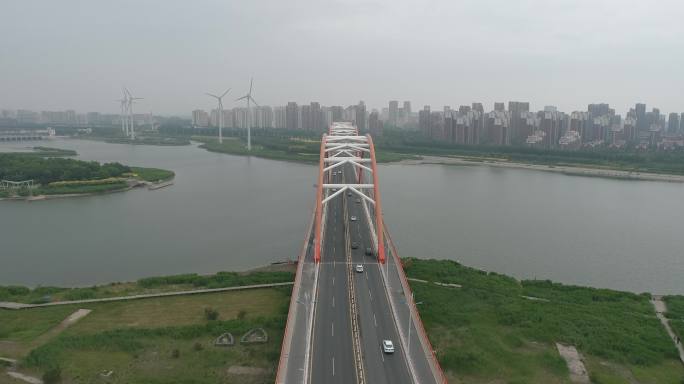 4K-航拍天津塘沽彩虹桥