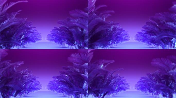 蓝紫色植物抽象走廊