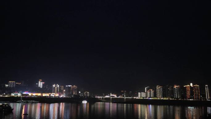 实拍城市夜景 中小城市夜景  长江夜景