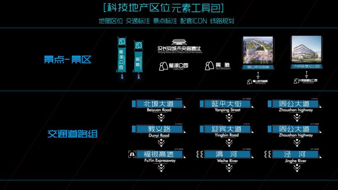 简洁标注元素包-交通景点距离标注-AE包