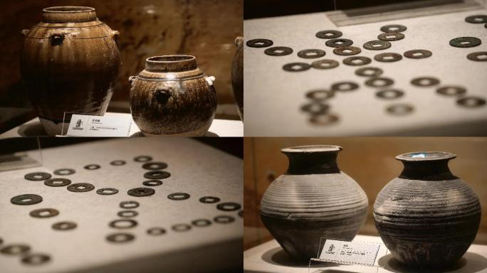 4K长沙简牍博物馆出土文物陶罐钱币空镜