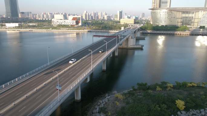 4K-航拍天津海河开启桥