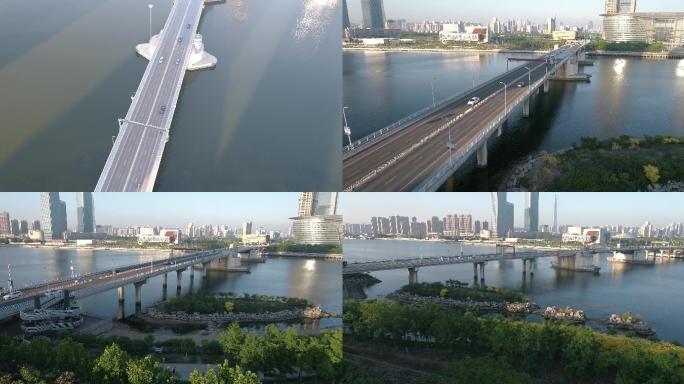 4K-航拍天津海河开启桥