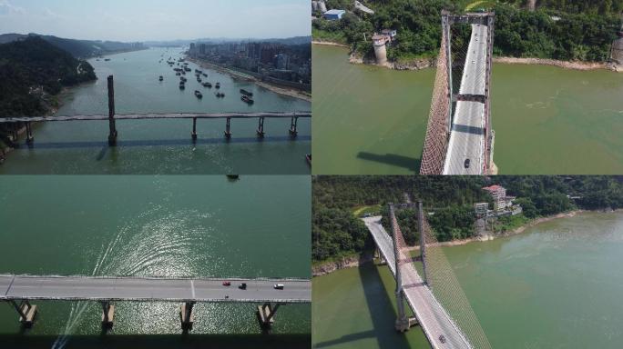 4K航拍广西梧州云龙桥和鸡笼洲