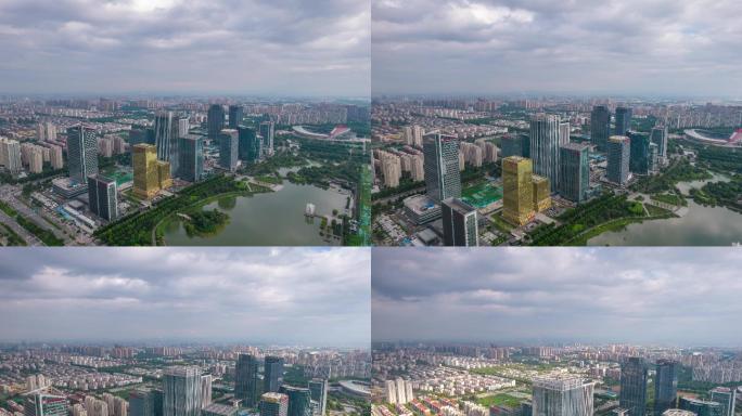 淄博CBD城市风光航拍延时摄影