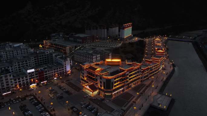 西藏昌都市左贡县夜景航拍