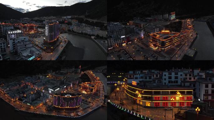 西藏昌都市左贡县夜景航拍