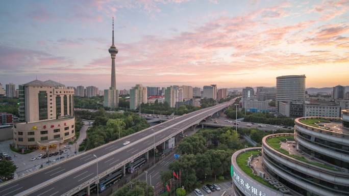 北京市海淀区航天桥中央电视塔车流延时