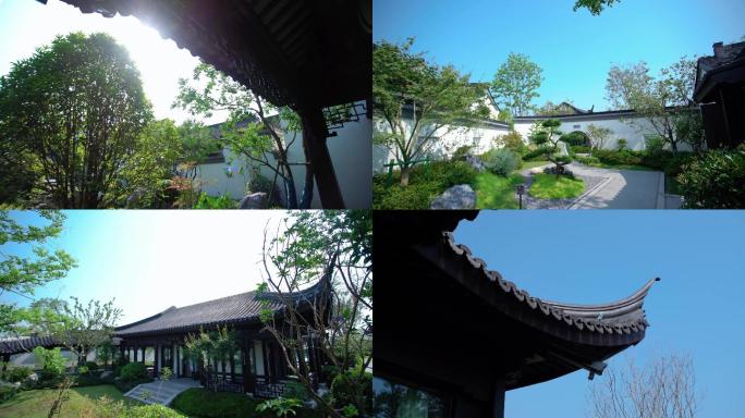 中式庭院别墅中国风建筑4K实拍