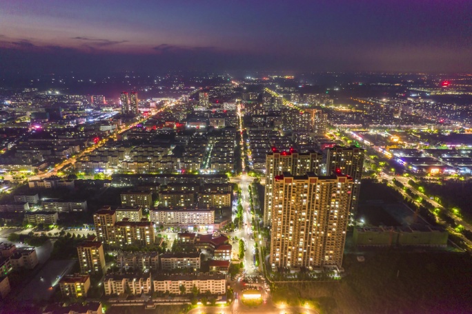 高青县夜景航拍风光