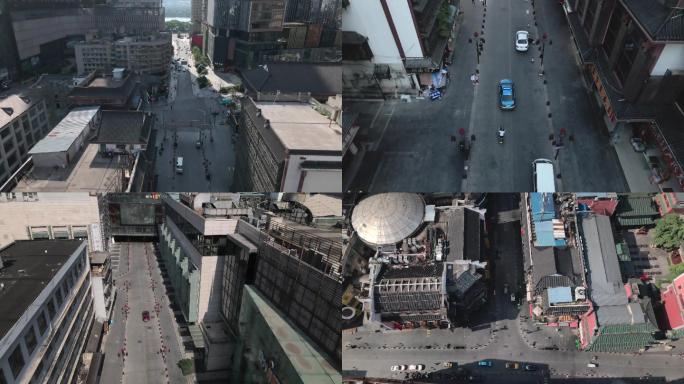 4K新冠疫情影响下的长沙坡子街航拍空镜