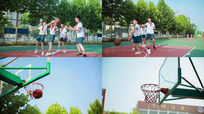 青少年学生打篮球