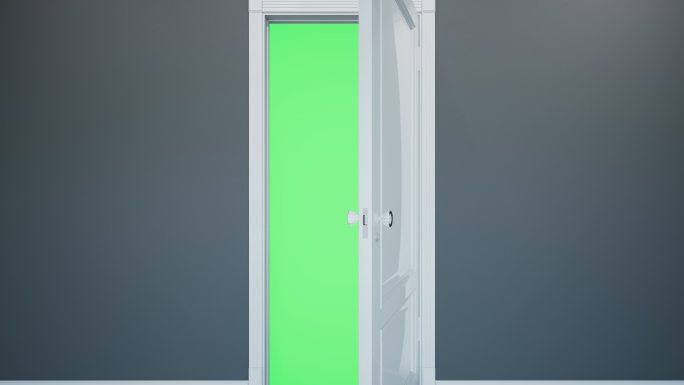 缓慢打开的门绿屏绿幕抠像合成开门室内