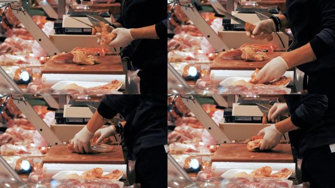 肉类 加工厂 切割 屠夫 手