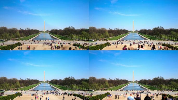 华盛顿纪念碑城市建筑快速发展航拍延时国外