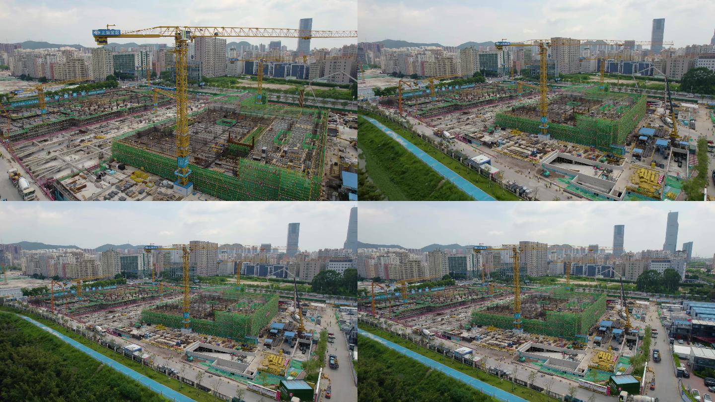 上海宝治建筑工地航拍深圳儿童医院施工